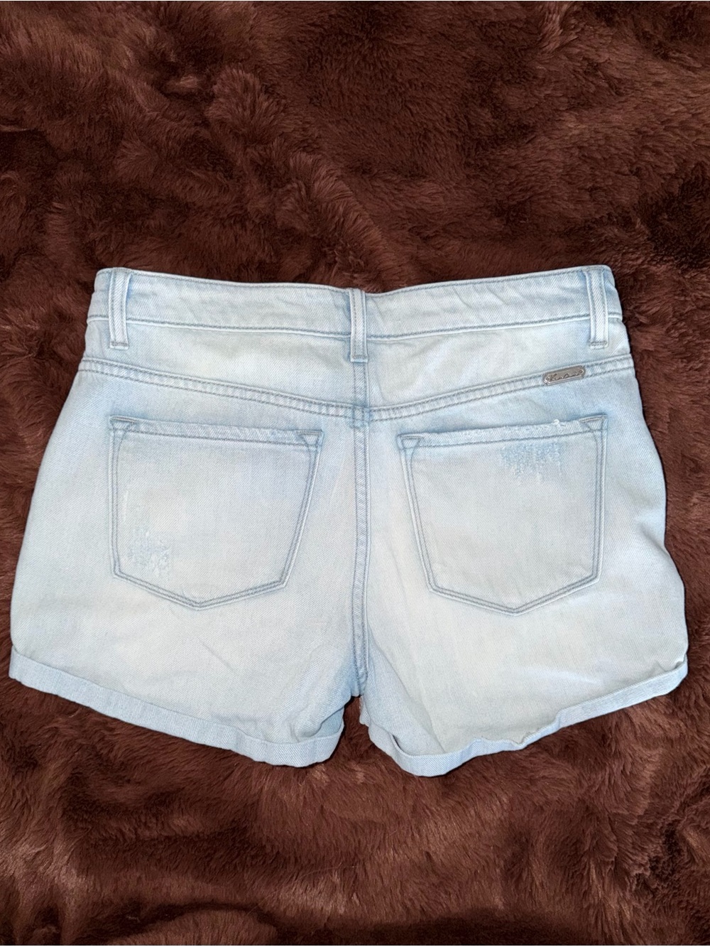 KanCan Light Wash Distressed Denim Shorts Size M Cuffed High Rise - Picture 3 of 4